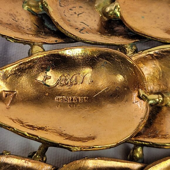 Vtg Exart Mexican Mixed Metals Belt Buckle Set of 2 Silver & Brass Handcrafted - Picture 6 of 7